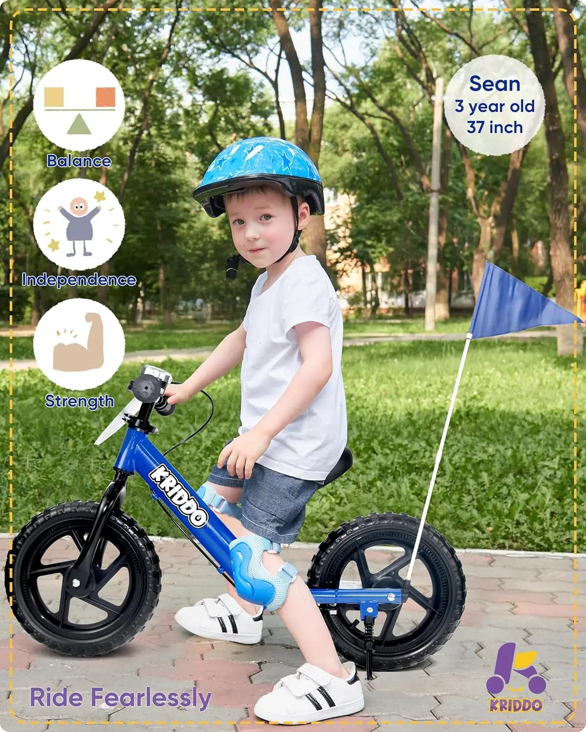 Bicicleta de equilibrio profesional para niños pequeños de 2 años con freno de mano y soporte, bicicleta de empuje de 12 pulgadas, bicicleta de regalo para niños y niñas de 2 a 5 años, azul