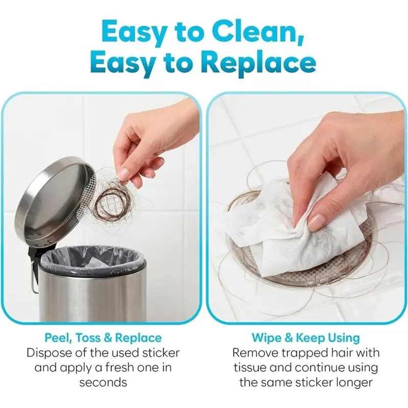 Utility Design Disposable Self-Adhesive Shower Hair Catcher, 100 Pack, Mesh Drain Cover Prevents Clogged Pipes,For Bathroom Tub - view 2