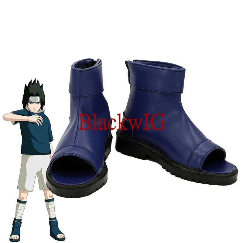 

Anim Sasuke Cosplay Shoes Halloween Party Blue Boots Custom Made For Unisex