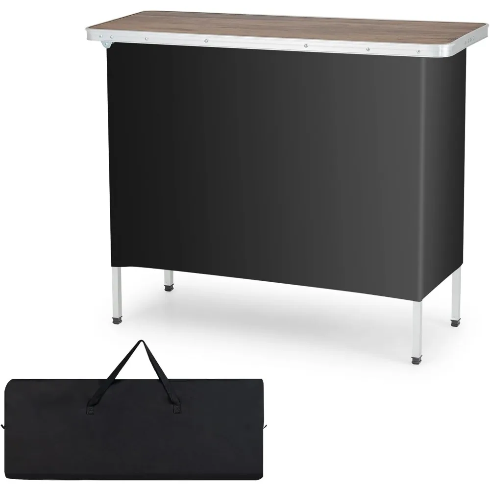 

Portable Bar Table for Events, 43.5” x 15” x 34.5” Foldable Pop-Up Bar with Carrying Bag, Collapsible Checkout Counter,