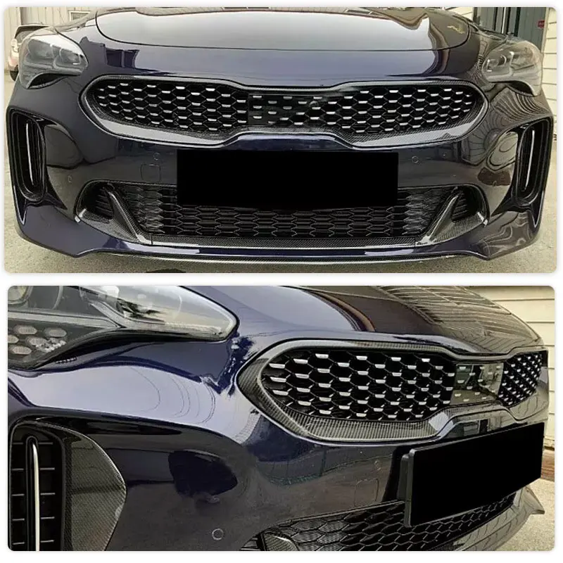 Car Front Bumper Kindly Grille Frame for KIA Stinger GT EX Hatchback 4-Door 2018-2023 Racing Front Grill Body Kit Dry Carbon