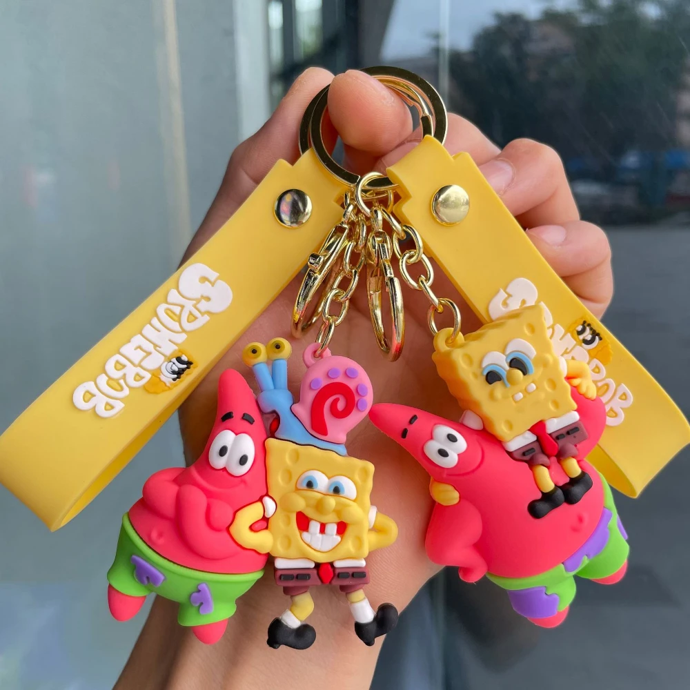 28 Style SpongeBob SquarePants keychain, cute doll, SpongeBob SquarePants school bag pendant couple girlfriends Halloween gifts