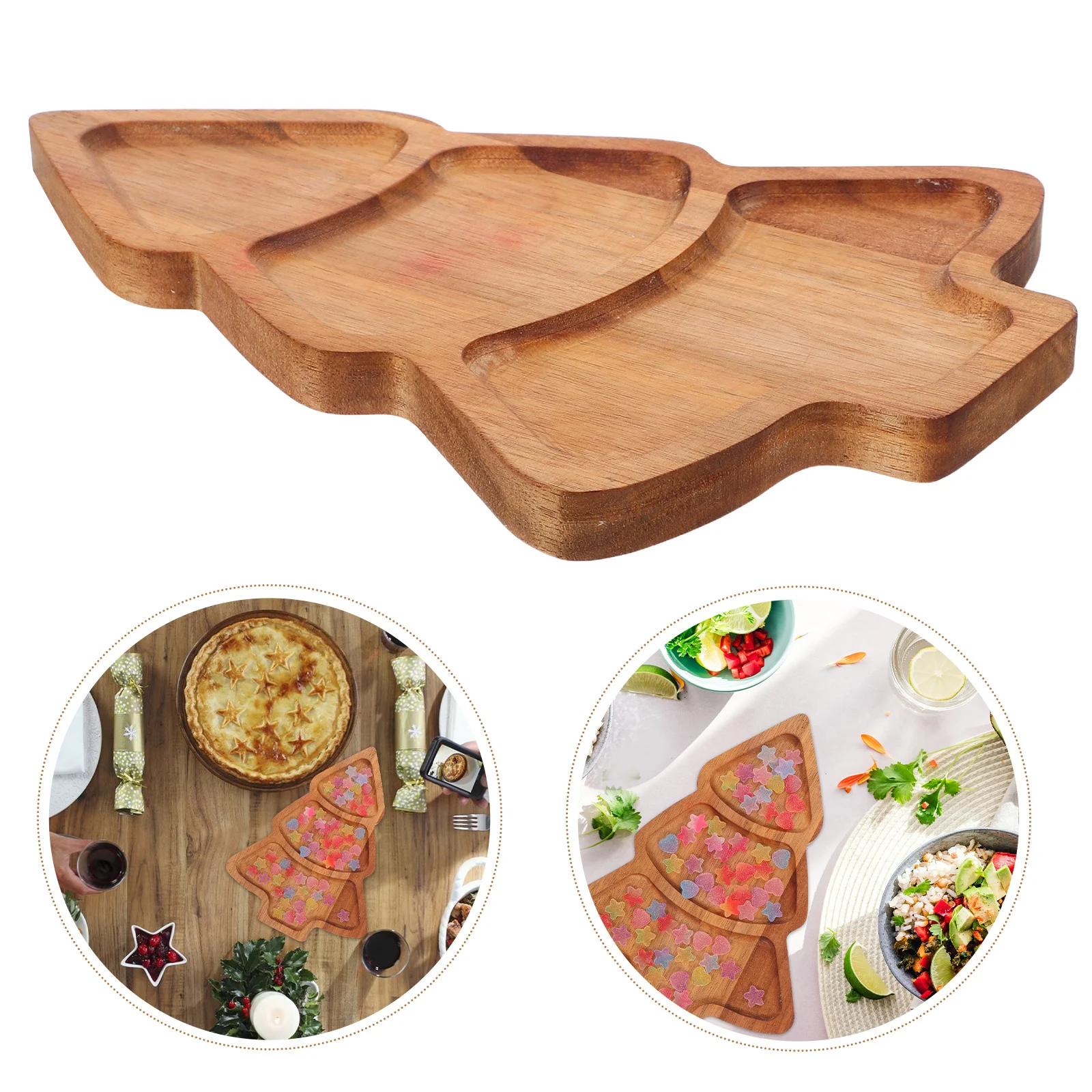 

Christmas Tree Decorative Dish Chrisrtmas Serving Tray Brown Candy Chriatmas Chismas Wood Trays