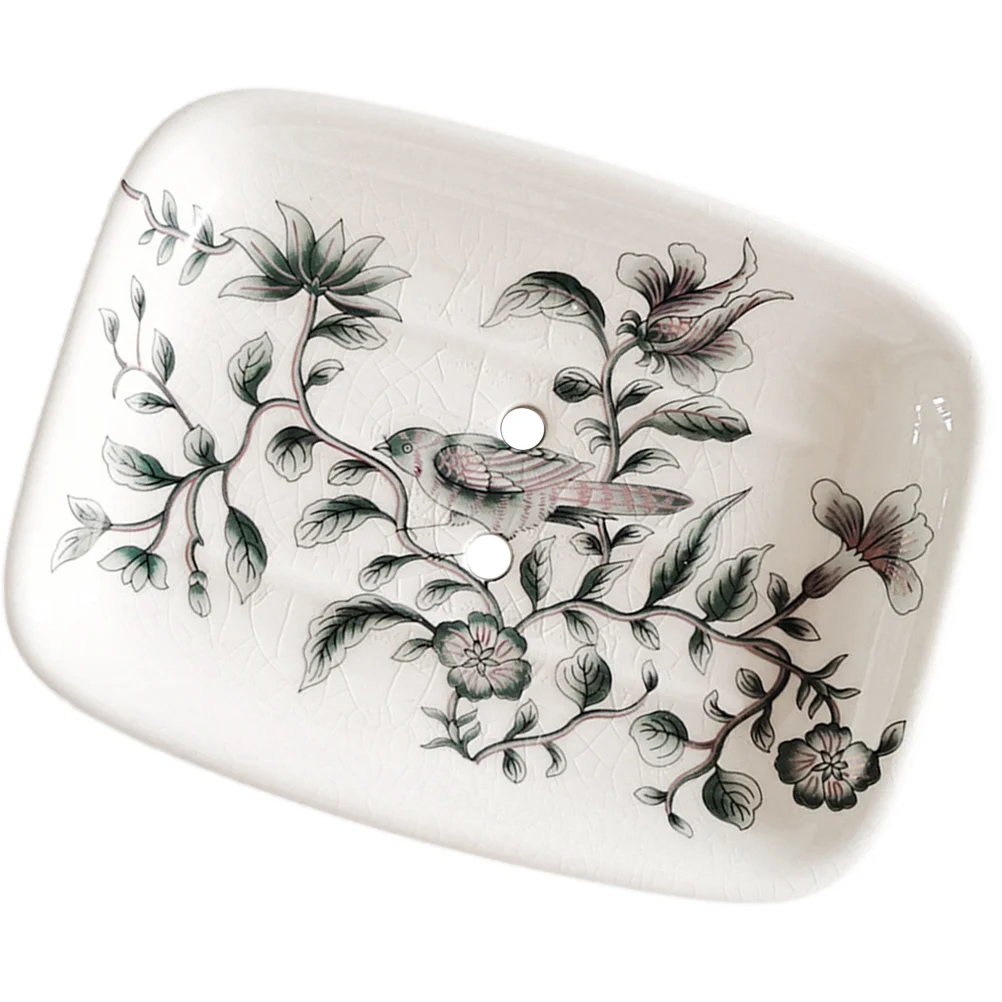 Ceramic Hand-painted Soap Dish for Sink with Pattern Decorative Holder Ceramics Box Gift Bar Container Bathroom Easy to Clean