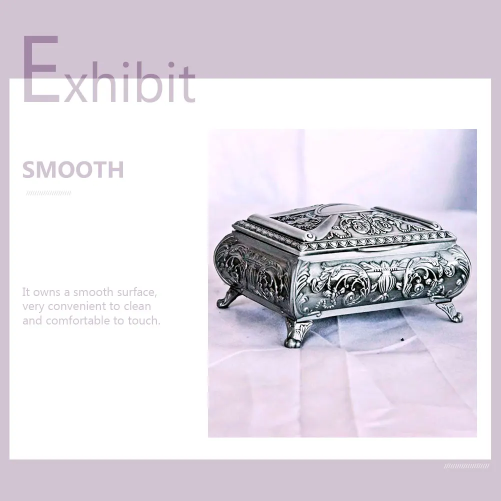 

Creative Embossment Alloy Jewelry Storage Jar Durable Decorative Box For Cosmetics Rings Necklaces Desktop Holder Home Organizer