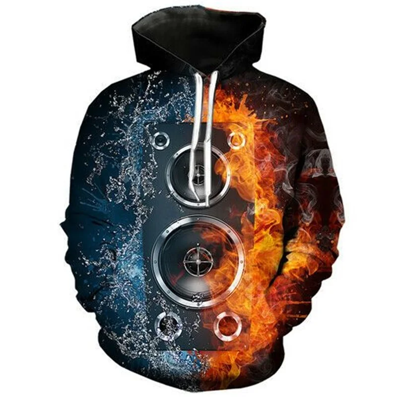 3D Print Colorful Flame Guitar Hoodie Coat For Men Women New In Large Size Pullover Sweatshirt Jacket Mens Tracksuit