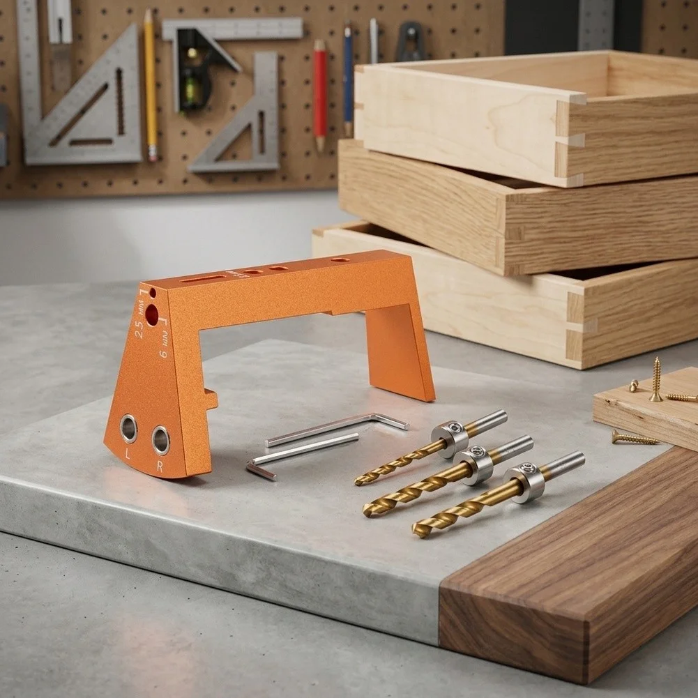 Undermount Drawer Slide Drilling Jig Kit 6 Hole Guide For Concealed Runners Cabinet Furniture Making Tool