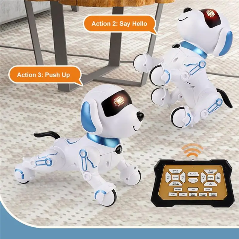 CYGJ-RC ロボット犬 電子スタントペット インタラクティブタッチ プログラム可能なスマートウォーキング ダンシング キッズギフト 子供 男の子 女の子向け