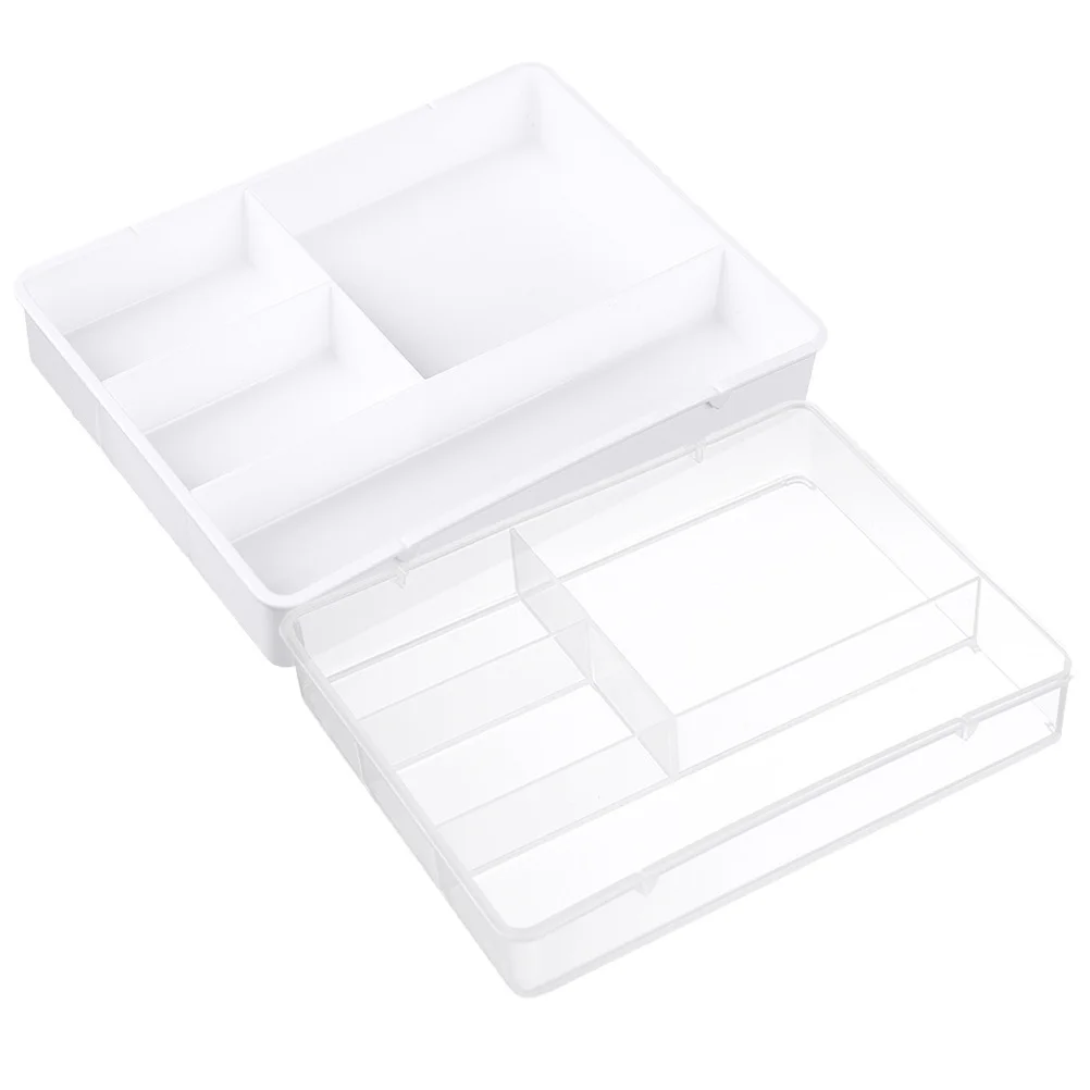 

2Pcs Desktop Compartment Organizer Storage Box for Makeup Cosmetics Pens Sundries Storage Case Table Compartment Organizer