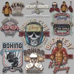 Heavy Boxing Champion Thermoadhesive Patches Iron-on Clothes for Men Firm and Fadeless  Stickers DIY Appliques