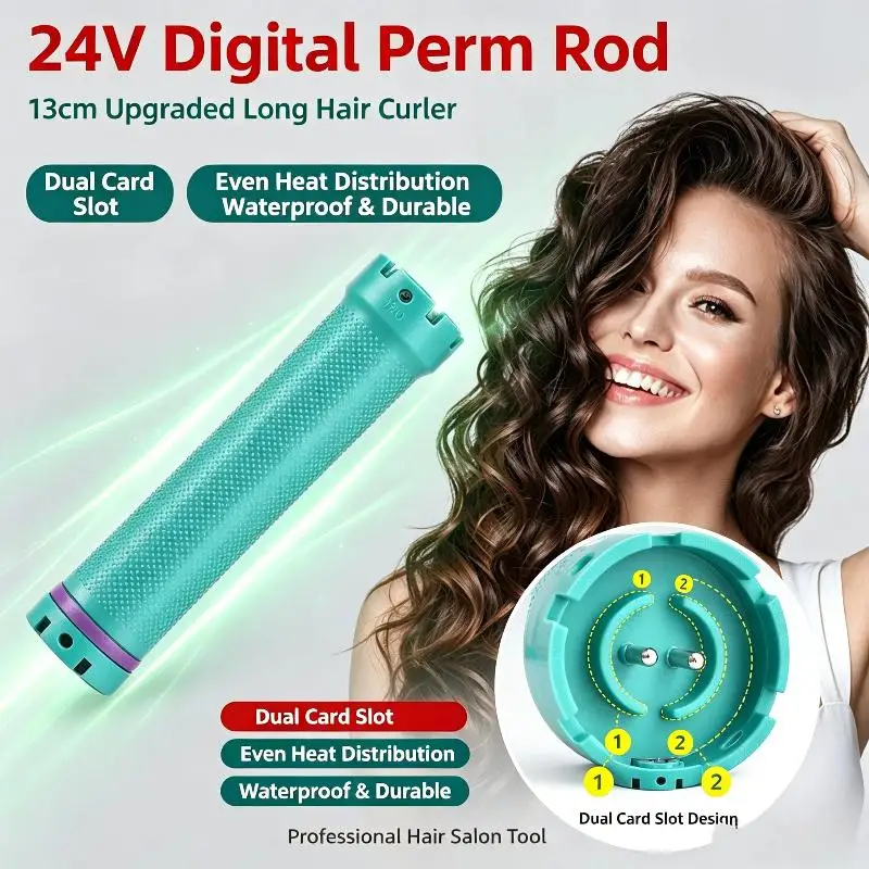 13cm 24V Low Voltage Digital Perm Rod Heat Resistant Waterproof Durable for Professional Hair Styling Salon