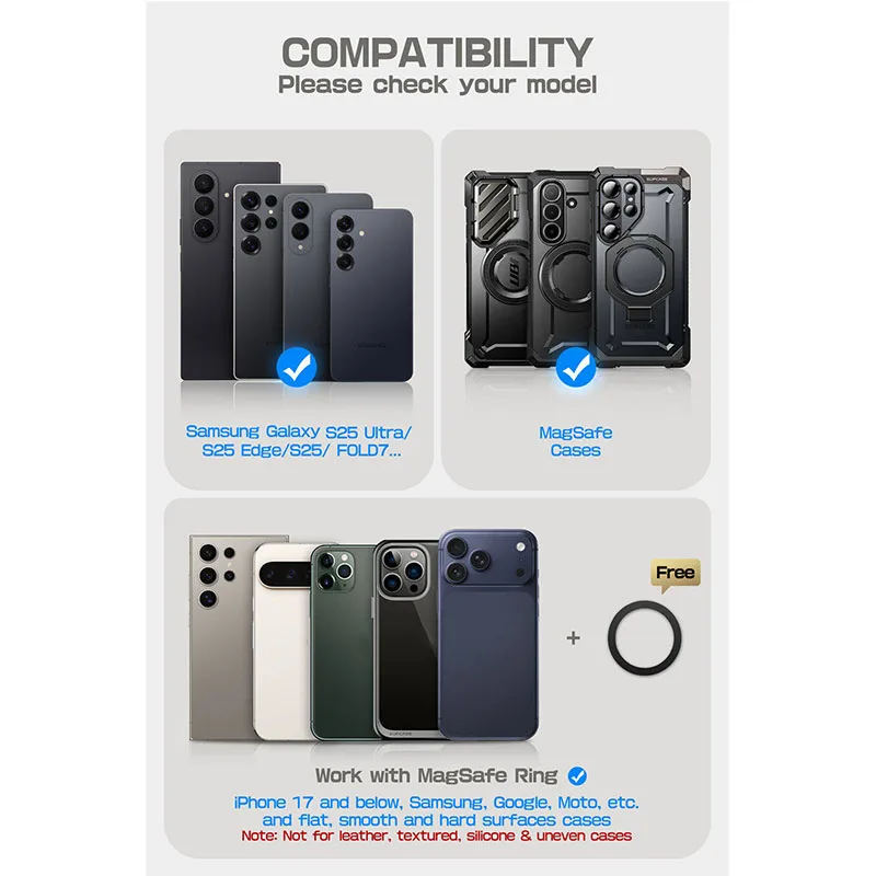 SUPCASE Magnetic Wallet Phone Card Holder for Samsung Galaxy S26/S25/iPhone 17/16/15/14 S…