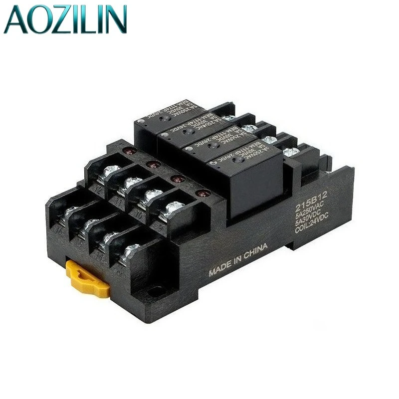 AOZILIN G6B-4BND Terminal Relay Module DC24V Complete Set With Base 4NO 5A 1174P DIN Rail PLC Control Relay