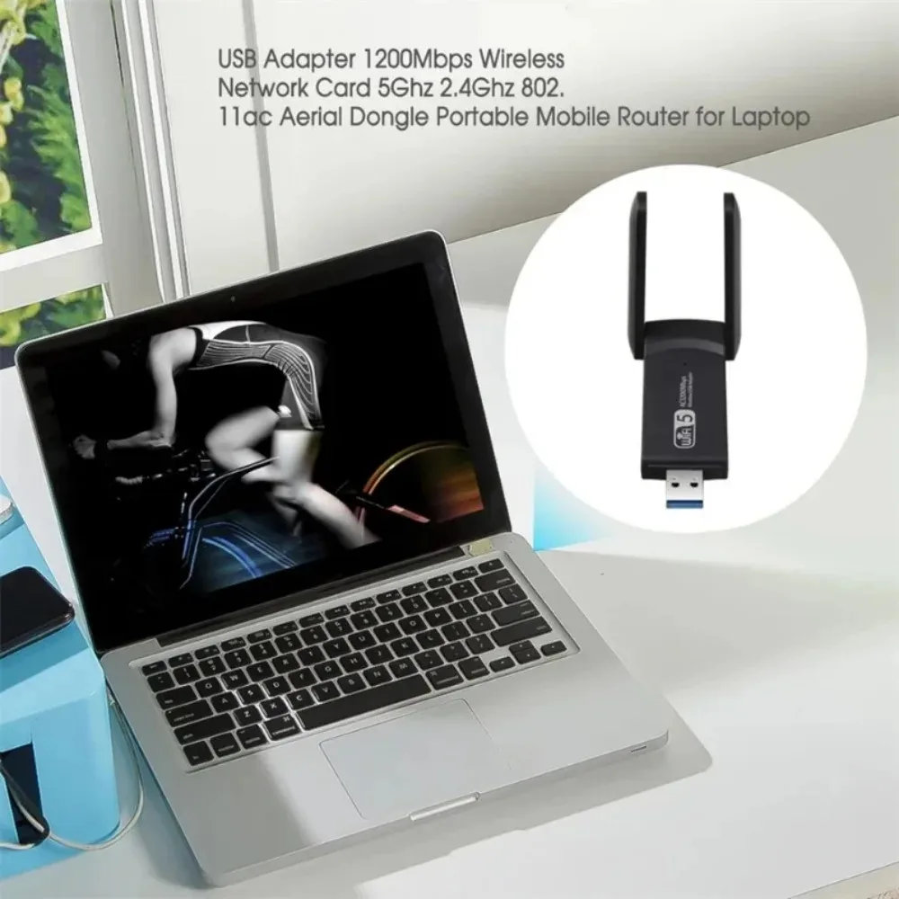 BGGQGG 2.4G 5G 1200Mbps USB 무선 네트워크 카드 동글 안테나 AP 와이파이 어댑터, 듀얼 밴드 와이파이 USB 3.0 랜 이더넷 1200M