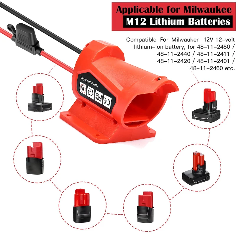 محول بطارية لميلووكي 12 فولت عجلات الطاقة محول سلك موصل 12AWG سلك فيوز حامل لعبة ركوب الأطفال الوتد بيريجو