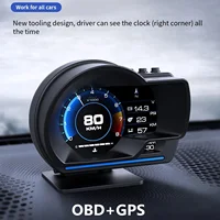 Pantalla inteligente para coche, velocímetro Digital HUD, OBD2, GPS, alarma Turbo RPM