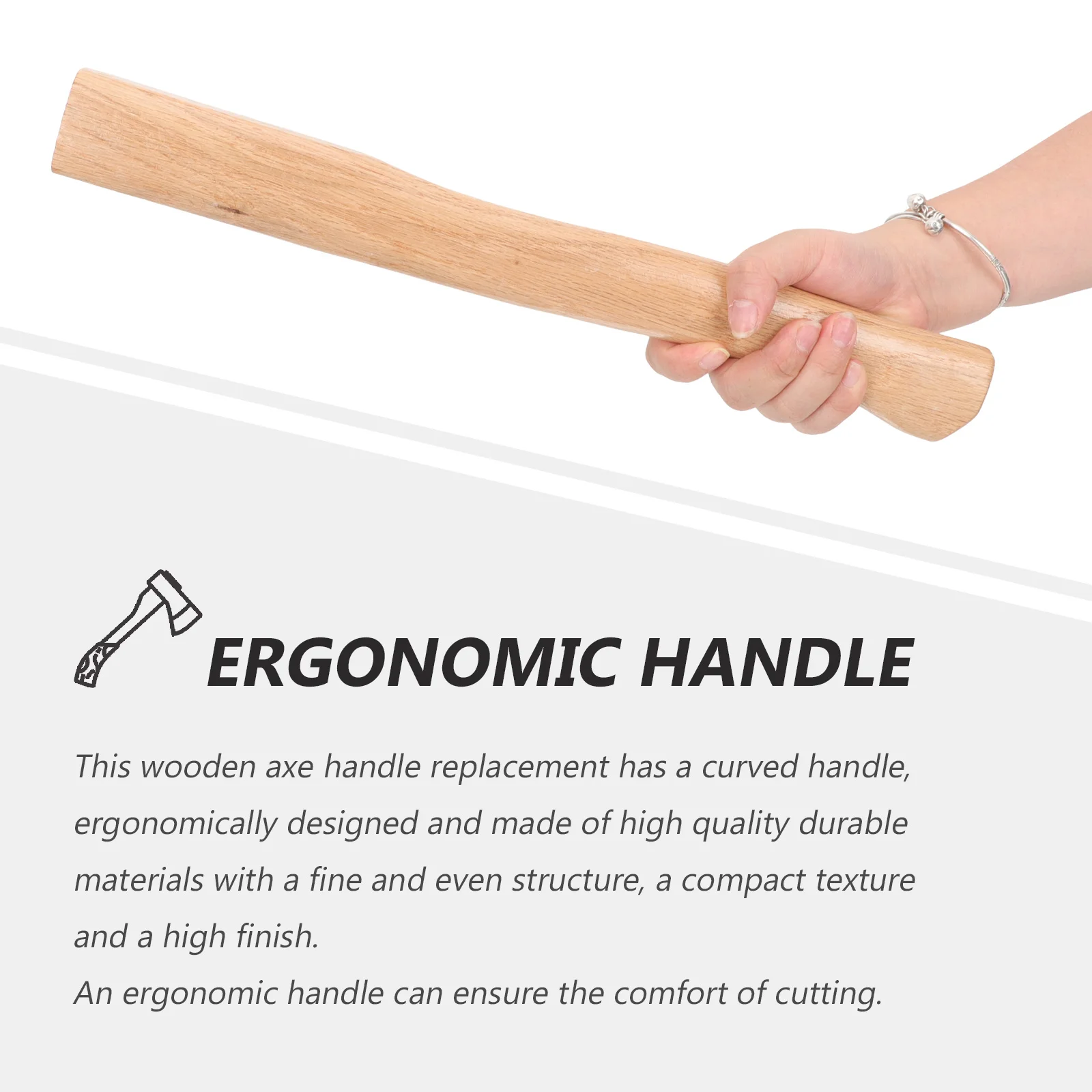 

2Pcs Wooden Handle Replacement 40cm Ergonomic Design Durable Long-Lasting Use Hatchet Handle Replacement Accessory