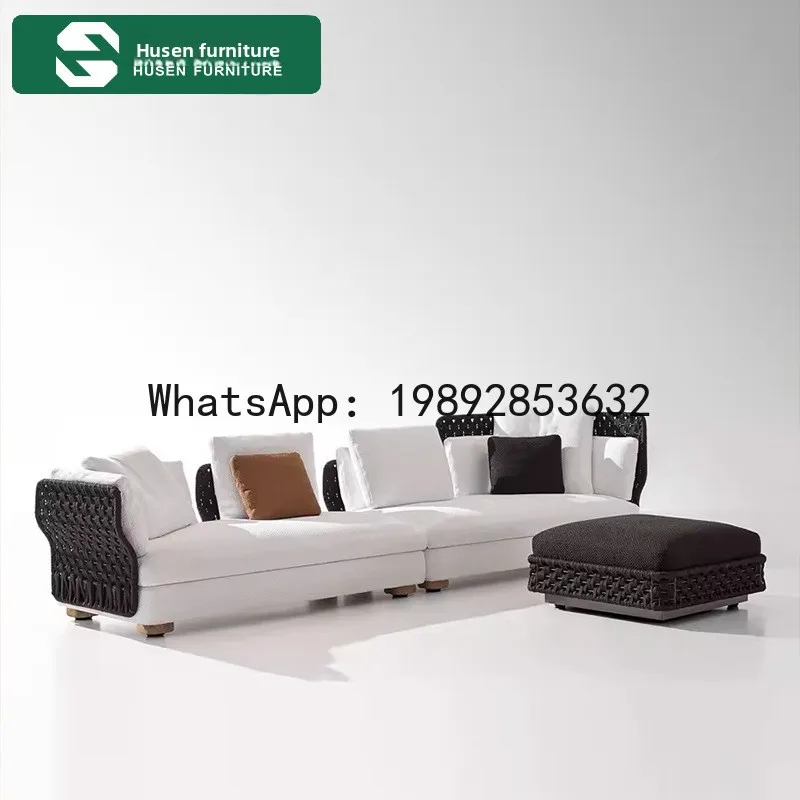 YFY Outdoor Furniture Rattan Sofa Outdoor Terrace Leisure Sofa Chair Chaise Lounge Waterproof Sunproof Villa Corner Sofa