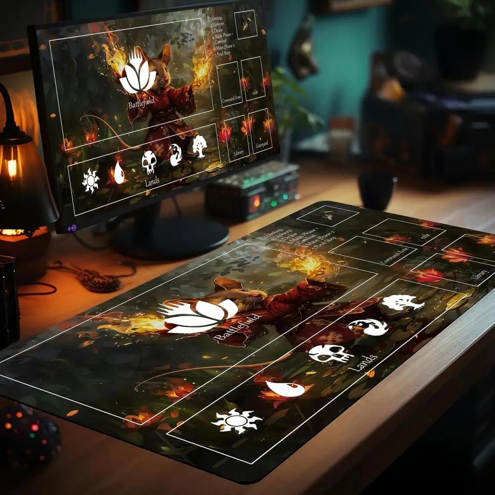 

playmat Magic Trade Card battle gaming mats Kung Fu Mouse anime mouse pad rubber anti-slip desk mat gamer pc accessories