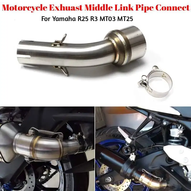 Para Yamaha YZF R3 R25 MT03 MT25 YZFR3 motocicleta Exhuast tubo de enlace medio conectar 51mm tubo silenciador de Escape de motocicleta