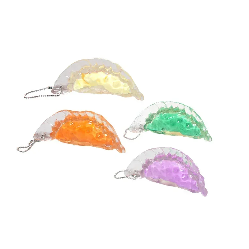 Crystal Dumpling Decompression Key Chain New Food Pressure Toy Transparent Key Ring Car Mobile Phone Bag Pendant Gift Llaveros