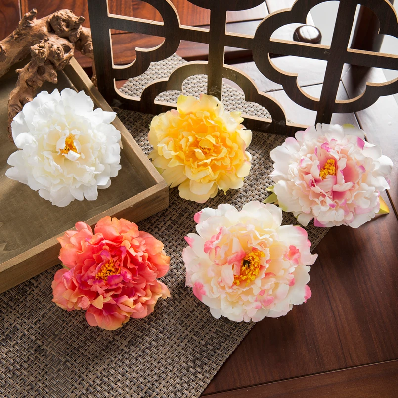 5/10pcs Artificial Flower Silk Peony Festival Decora Home Room Wedding Bride Accessory Clearance Stamen Wreath Diy Gift Hot Sale
