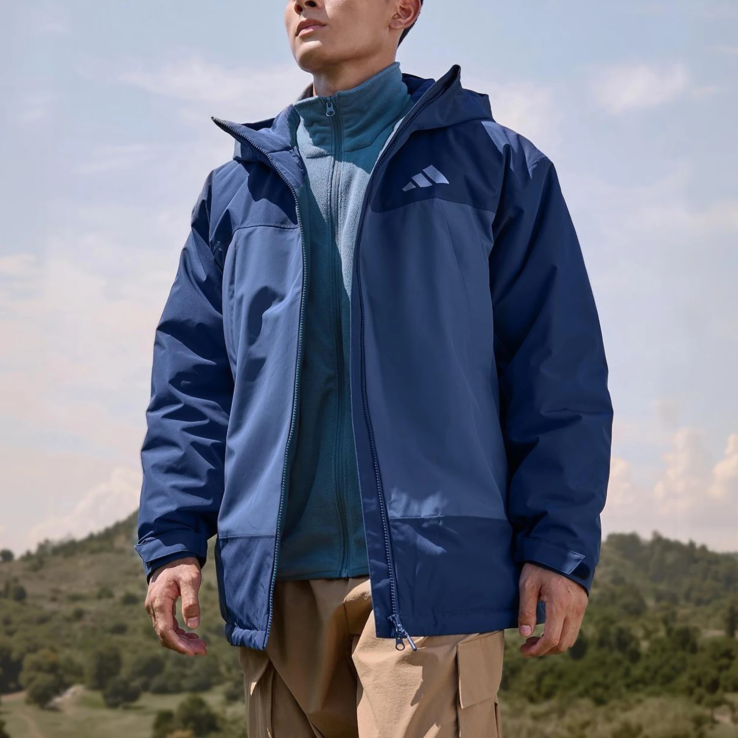 Adidas genuine 2026 spring men's spliced three in one jacket KT5006