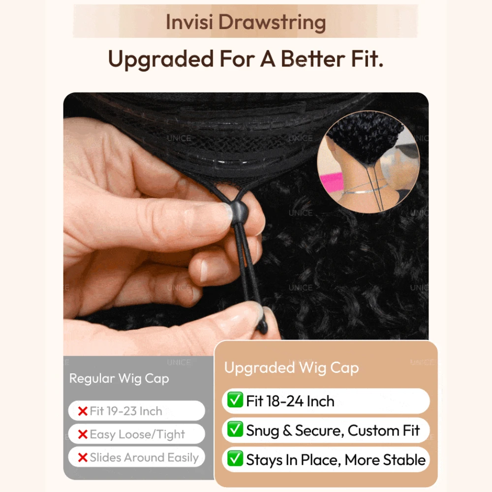 UNICE Bye-Bye Slip 7x5 Lace Ombre Brown Highlight 3D Body Wave Wig Human Hair Pre Cut Pre Bleached Pull & Go Drawstring Glueless Wig view 8