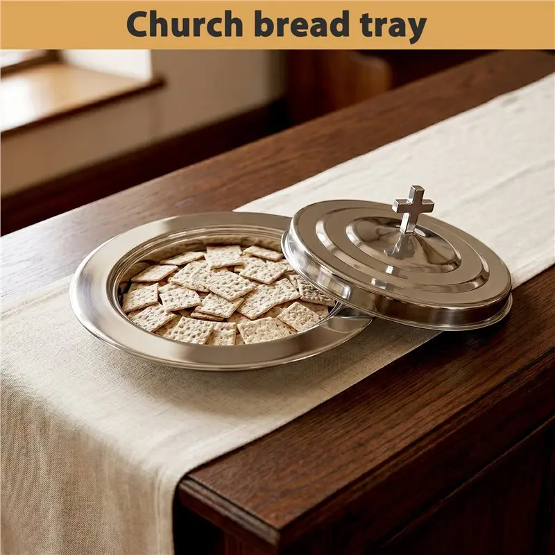 Holy Communion Tray Withcover Communion Plates Polished Church Supplies Ware Sets Plate Church Supplies Set Top-Rated