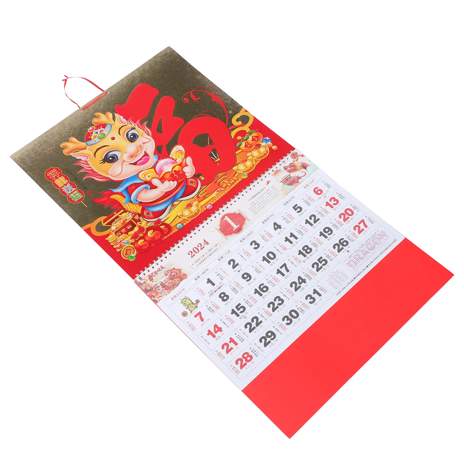 

Decorative Hanging Calendar Dragon Year of The Blessing Wall Calendars Chinese Red