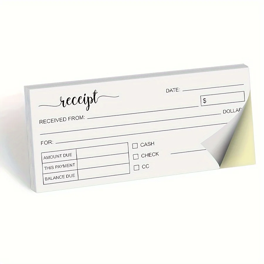 One Single Receipt Book, 2.75x6in, 2-Part Carbonless Paper, Handheld Business Orders (Set of 50) White/Yellow