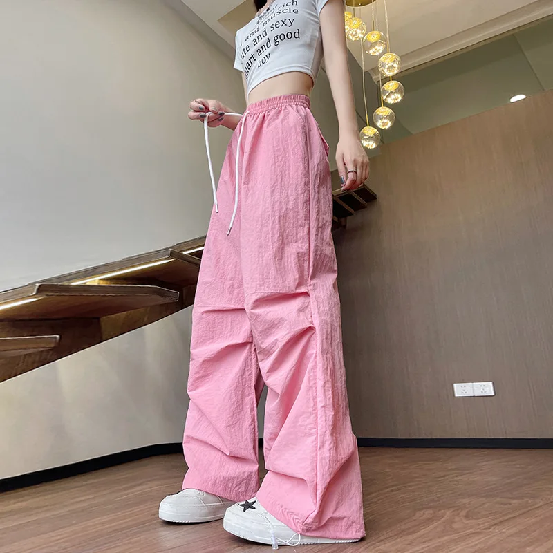 

Нейлоновые рабочие брюки, женские летние тонкие брюки, 25 новых быстросохнущих повседневных широких брюк, прямые спортивные брюки в американском стиле