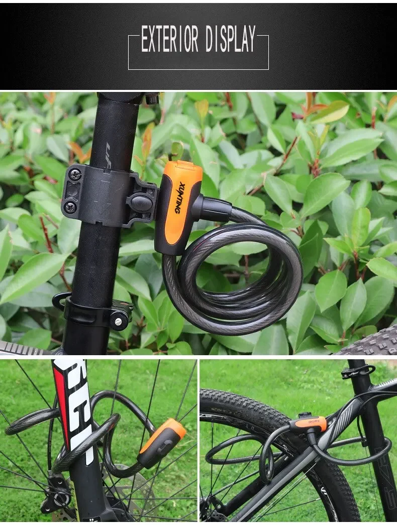 Fahrrads chloss Diebstahls icherung Mountain Road Fahrrad Draht Kettens chloss Schlüssel Sicherheit Diebstahls icherung Gürtel halterung Roller Fahrrads chloss – Detail 4