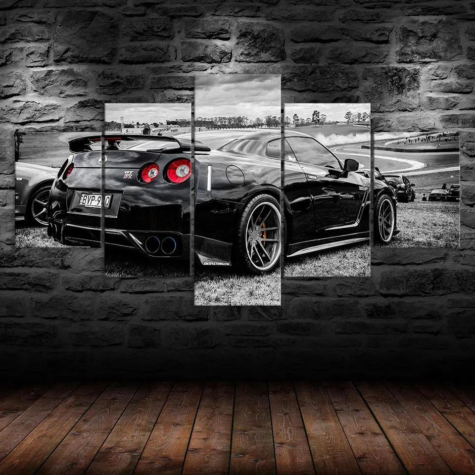 Nissan GTR Sports Car 5 Piece Five Panel Canvas Print Painting Modern Wall Art Picture Home Decor Gift For Him For Her