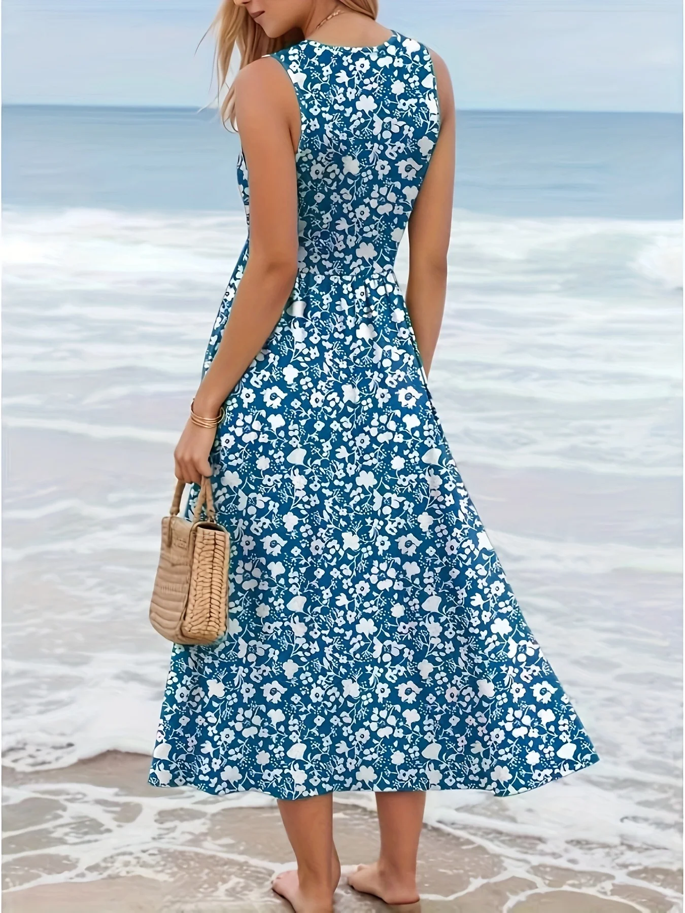 Women Summer Sleeveless Floral - đánh giá và giá Sundress Midi Floral
