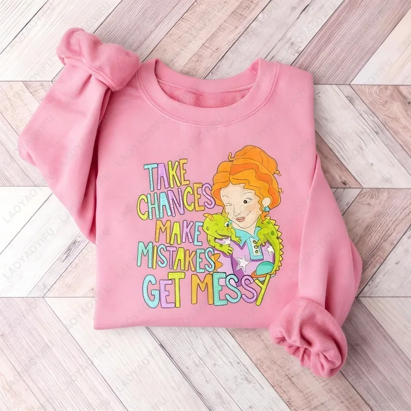 خذ القدرات اصنع الأخطاء الحصول على سويت شيرت فوضوي Miss Frizzle Fun Magic School Bus هدية المعلم العودة إلى المدرسة ريترو المرأة هودي