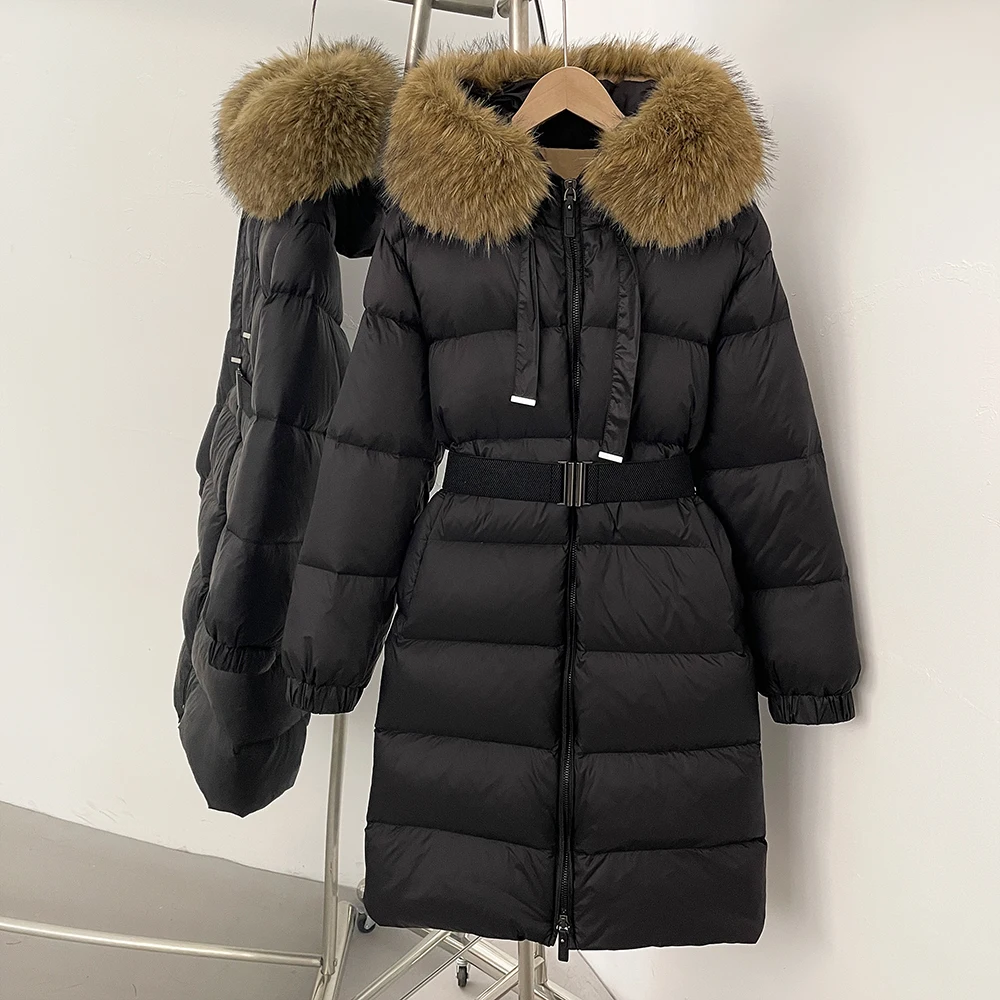 

OFTBUY Artificial Fur Coat with Hood Women's Long Fur Coat Down Jacket Faux Fur Coat Lightweight Padded Jackets Women's Jacket