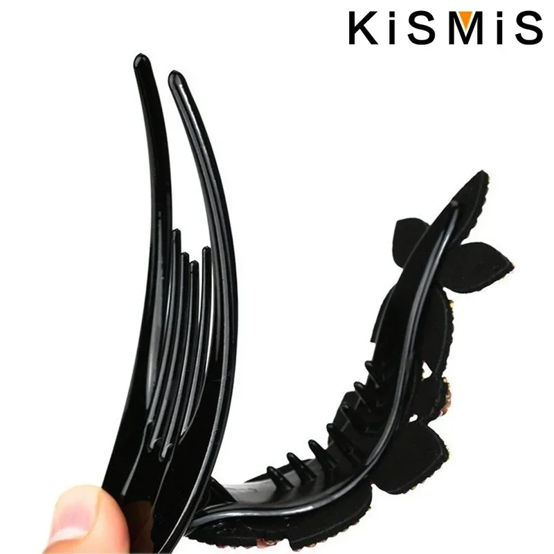 Colorful Rhinestone Hair Clip Double Temperament Ponytail Clip Top Clip Spring Clip for Women Girls Hair Accessories