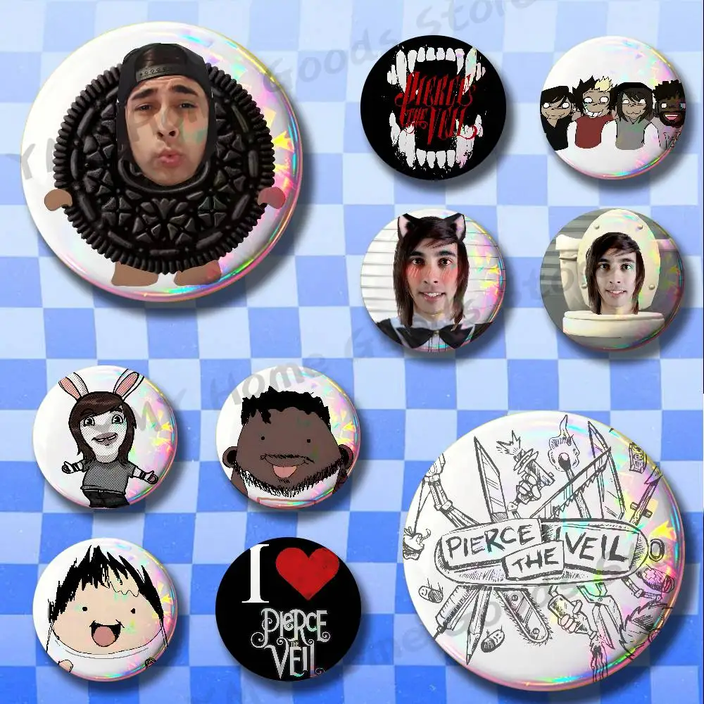 Rock Band P-Pierce The V-Veil Badges Pins Button Custom Anime Role Old-school Brooches Cartoon Collar Gifts