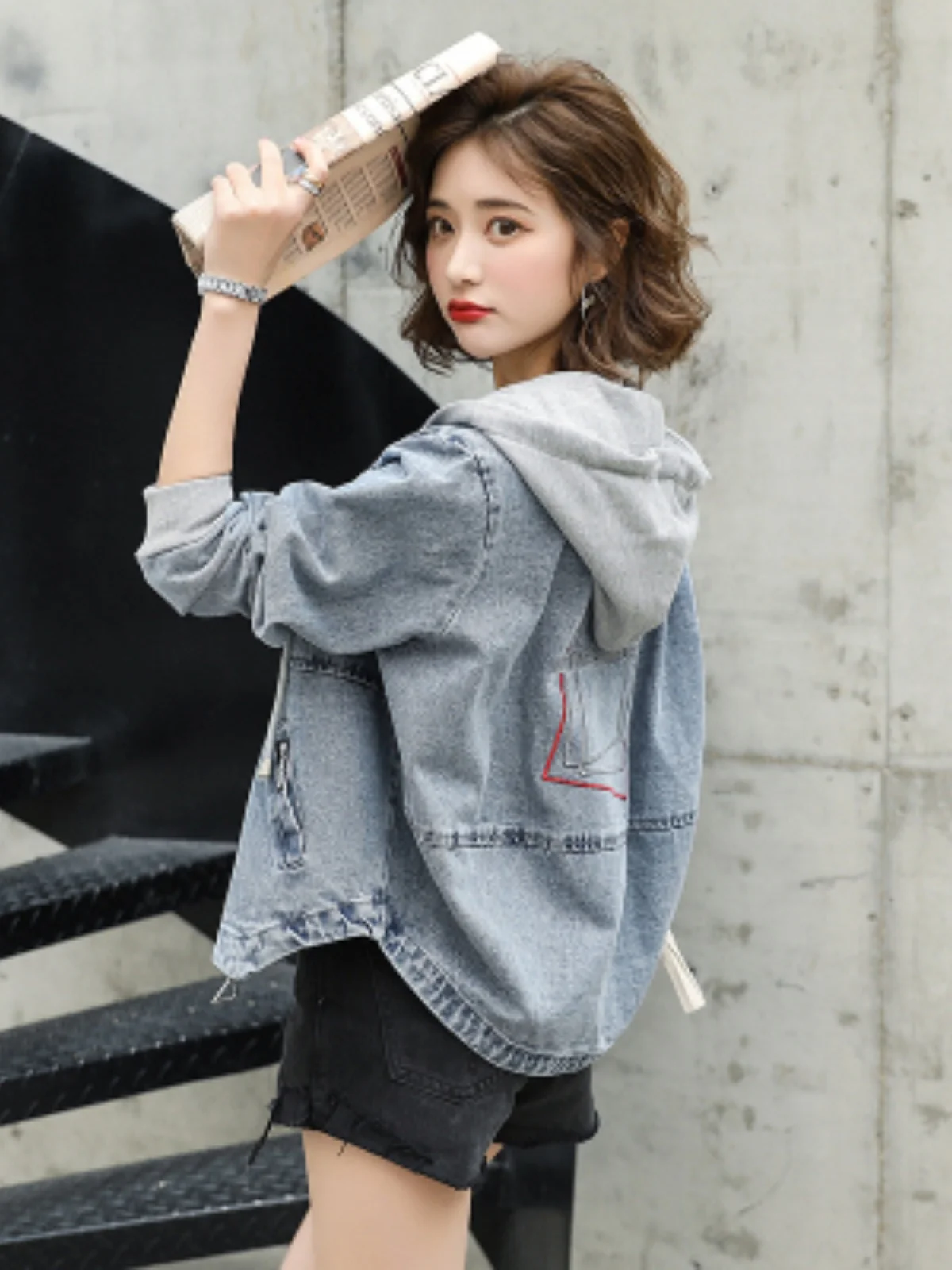 Dames Denim Jaet Lente Herfst Loose Fit ort Sle Baseball Jas Veelzijdige Casual Bovenkleding Koreaanse Trendy Maat