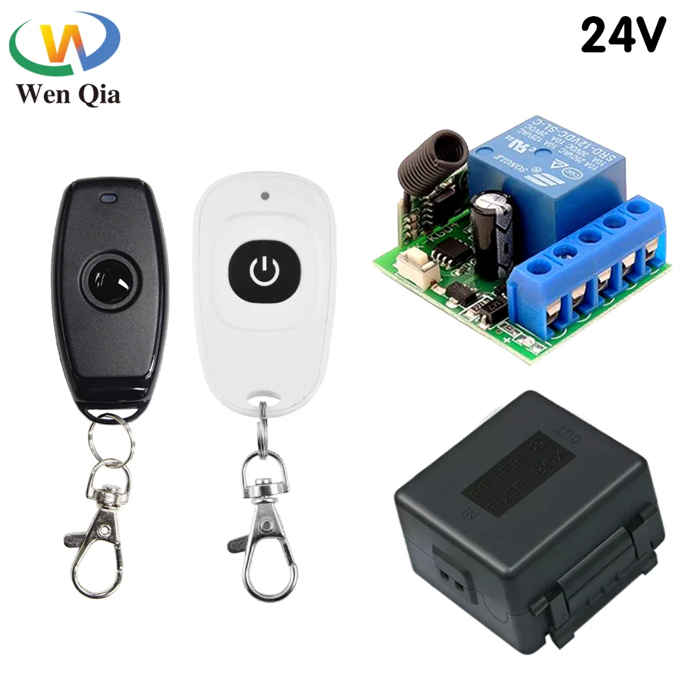 WenQia Universal Remote Control Switch DC 24V 10A Relay Receiver Module 433 Mhz Remote Control for Garage Door Controller