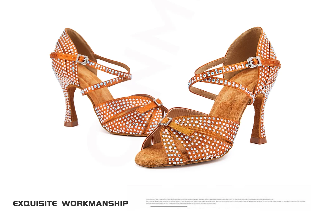 CINMIDY Satin-Lateintanzschuhe für Damen, verstellbare Weite und Schmalheit, Tango-Ballsaalschuhe, stabiler Absatz, Hochzeitsschuhe – Detail 8