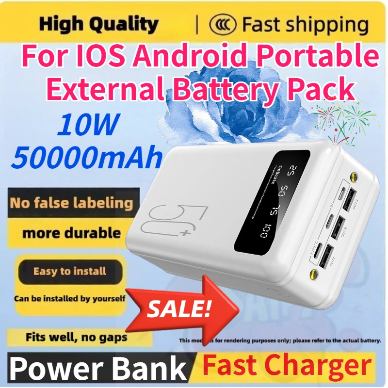 

Outdoor Camping 50000mAh Power Bank High Capacity Fast Charging Portable External Battery Pack Universal Charger for IOS Android