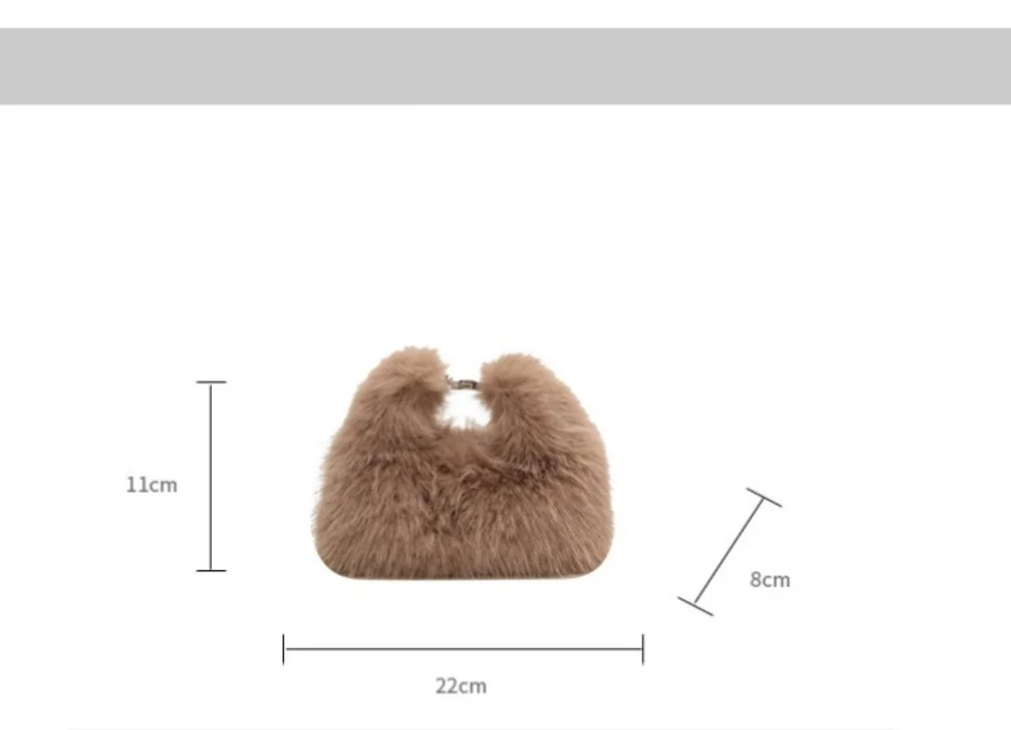 Winter Plush Bag Long Fur Handbag Women\'s Crossbody Bag Fashion Winter Niche Design Casual Simple Fluffy Bag Phone Purse