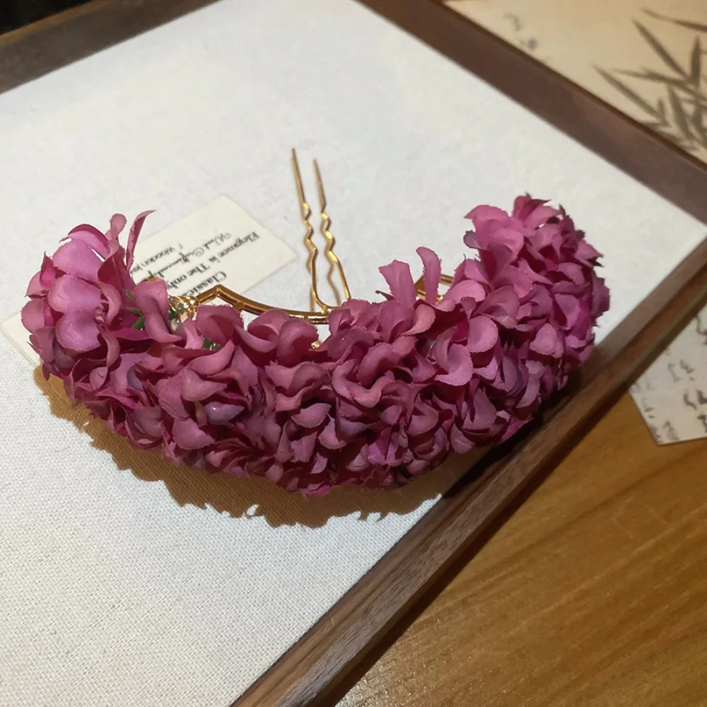 

Elegant Sweet Flower Hair Stick Fairy Simulation Flower Chinese Style Side Clip Hair Fork Bohemian Bride Hair Accessories Female