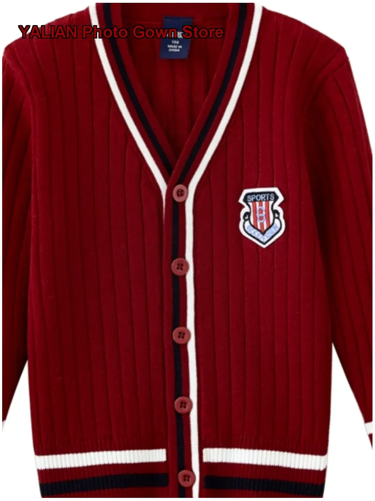 Older Kids British College Style Long Sleeves Pure Cotton Children Middle School Students Navy Blue Knit Spring Autumn