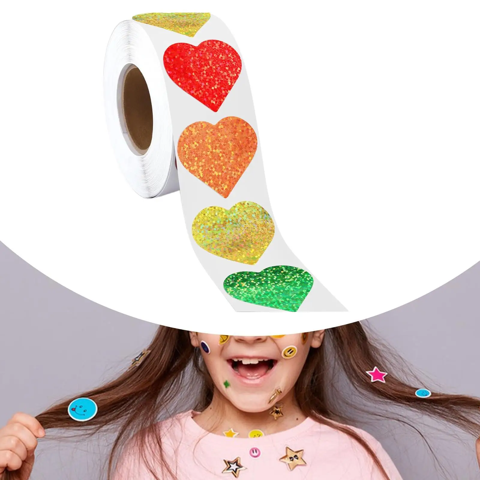 Seal Sticker Heart Stickers Roll 8 Colors Design Decorative Paper Label Stickers Card Making for Birthday Valentine's Day