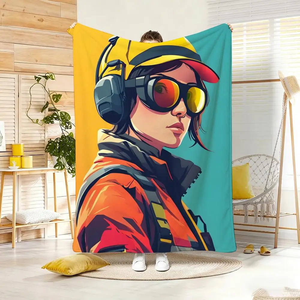 Cartoon Figure R-RainbowS SixS Throw Lightweight 240g Flannel Blanket Soft Skin-friendly for Summer Cooling