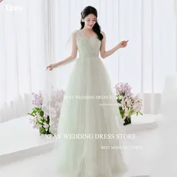 XPAY Light Green Wedding Evening Party Dresses Korea Sweetheart One Shoulder Long Prom Gowns Customised Vestidos de fiesta