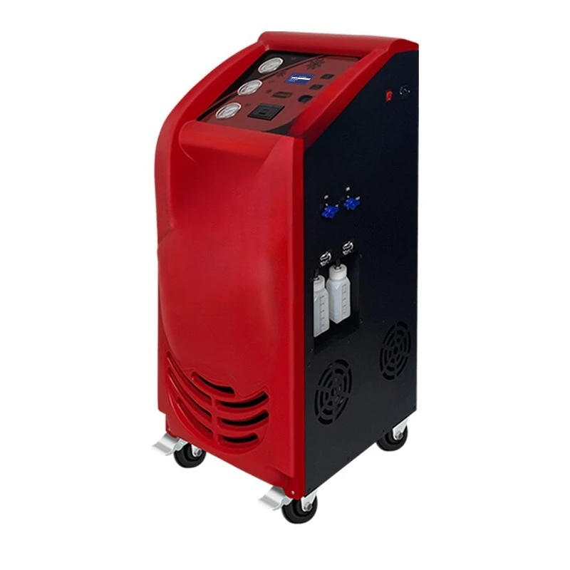 Automatic refrigerant recovery and filling machine in auto repair shop